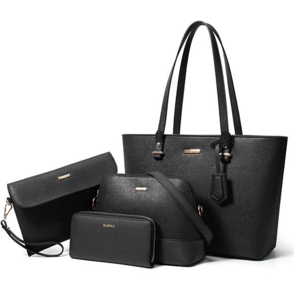Women Purse Set 4pcs Wallet Tote Bag Shoulder Bag Top Handle Satchel Handbag - Picture 1 of 6